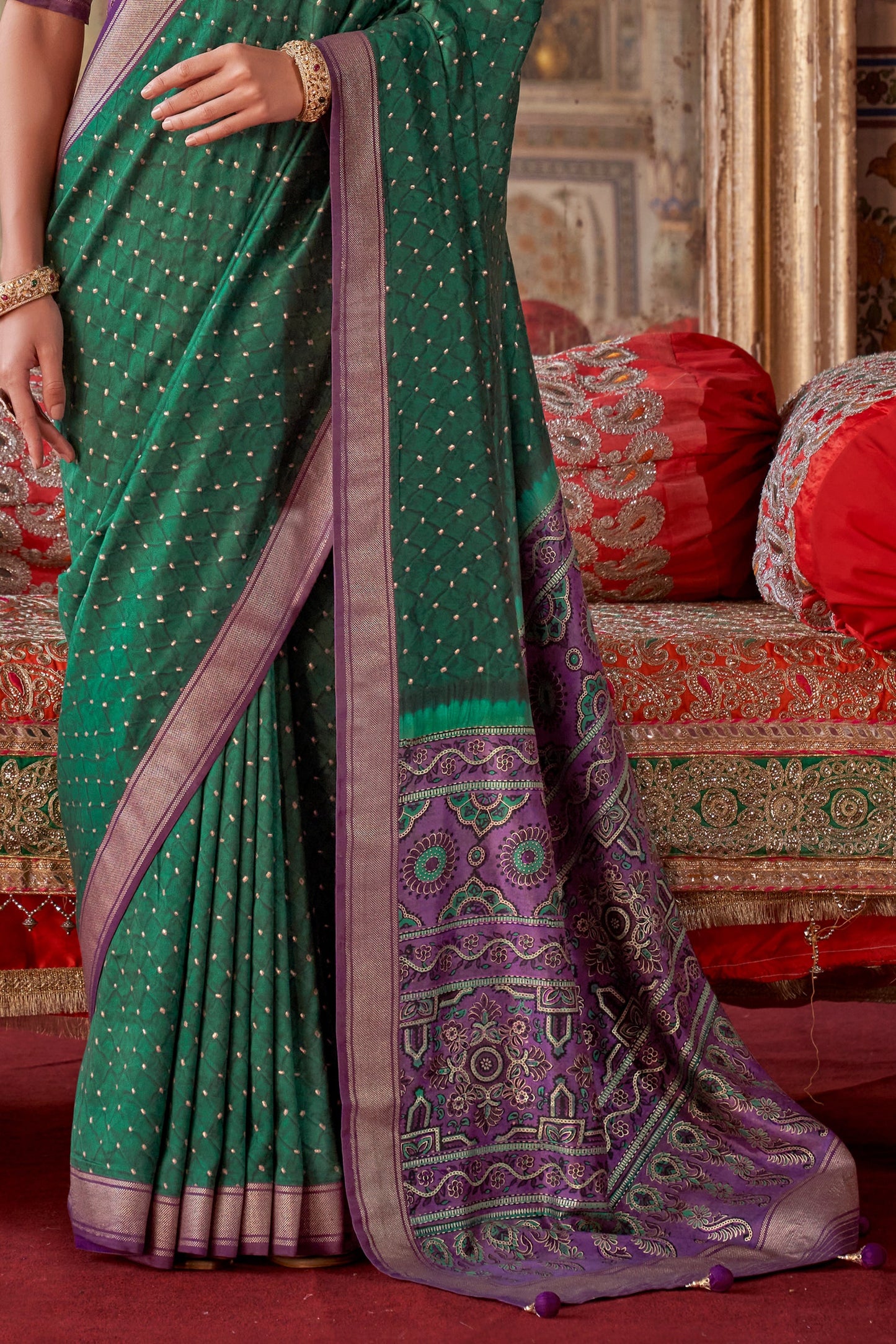 Green Printed Silk Saree-SAR10111_4_SareeButa.com