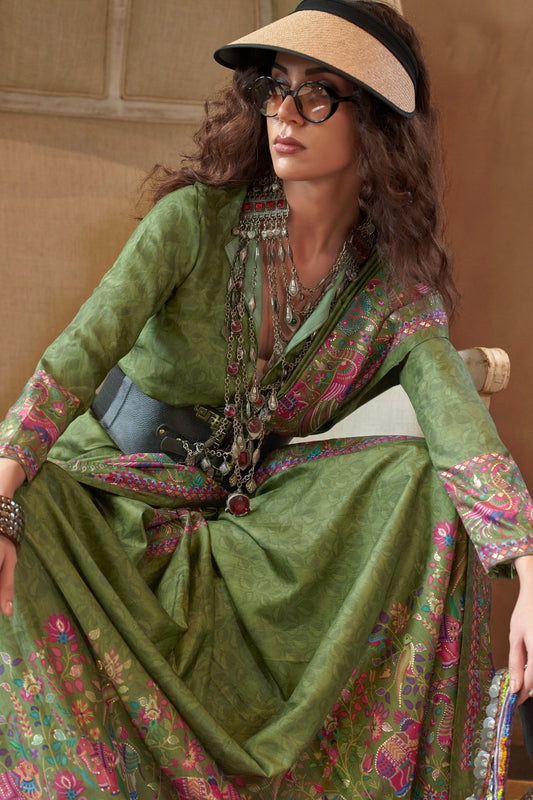 Green Printed Silk Saree-SAR11266_2_SareeButa.com
