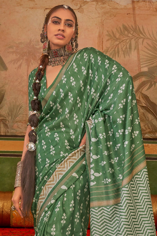 Green Printed Silk Saree-ZB133422_2_SareeButa.com