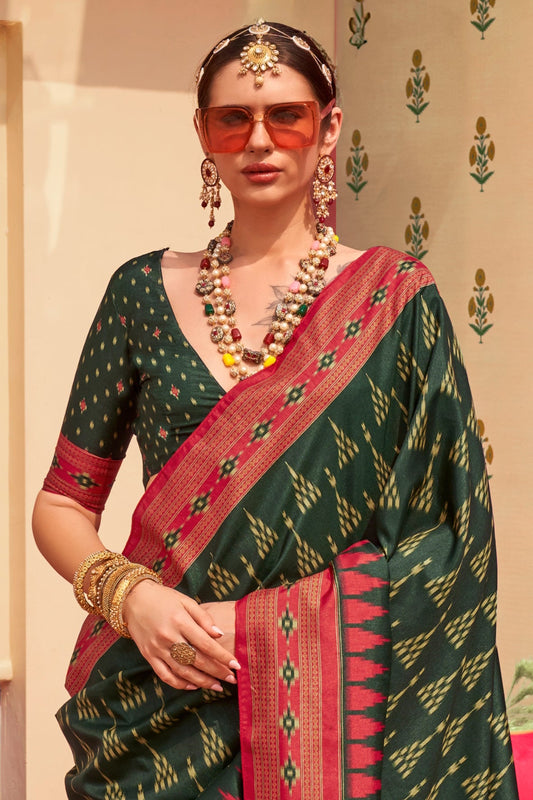 Green Printed Silk Saree-ZB133920_2_SareeButa.com