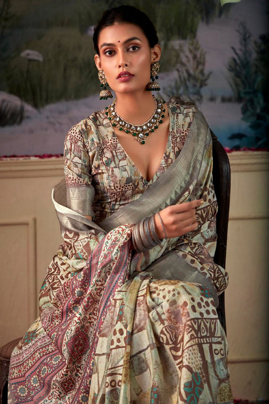 Green Printed Silk Saree-ZB134360_2_SareeButa.com