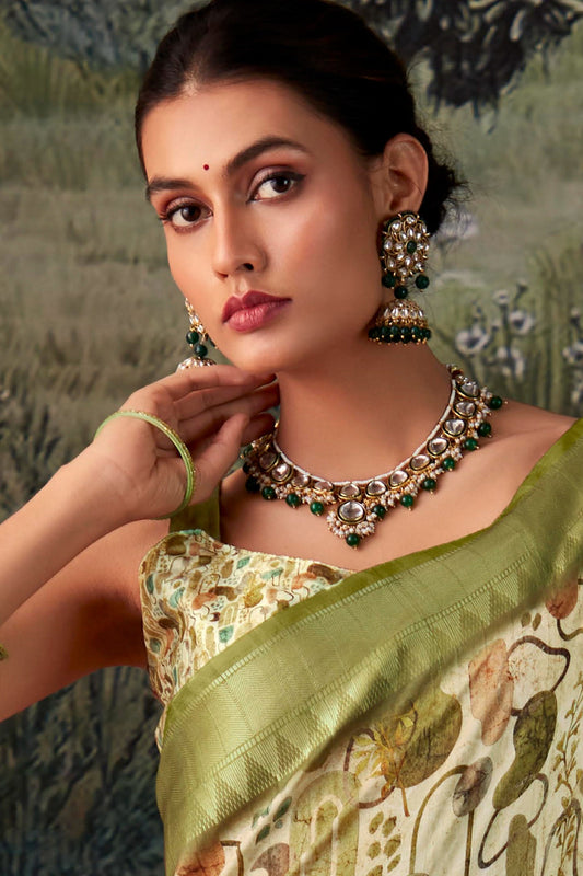 Green Printed Silk Saree-ZB134363_2_SareeButa.com