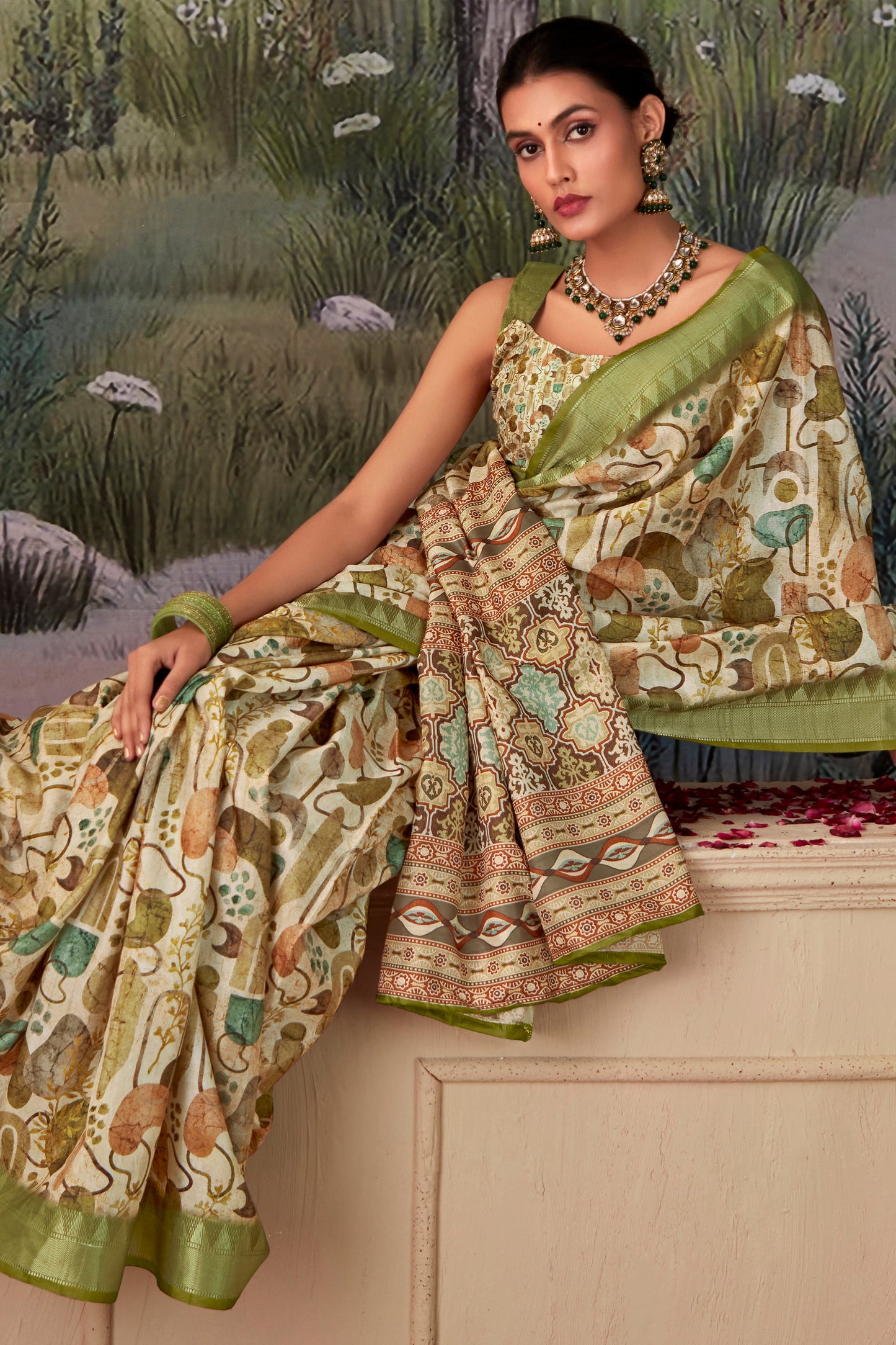 Green Printed Silk Saree-ZB134363_3_SareeButa.com