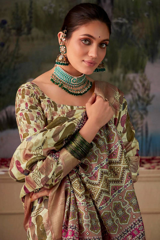 Green Printed Silk Saree-ZB134365_2_SareeButa.com