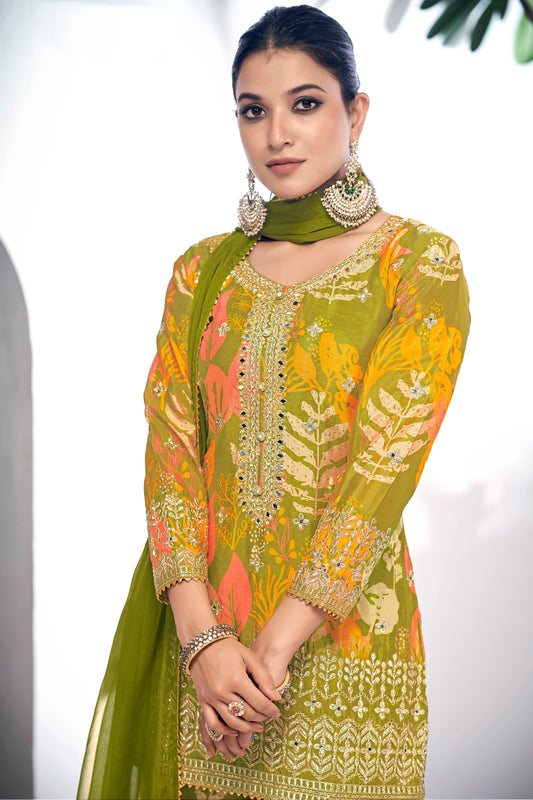 Green Readymade Chinon Sharara Suit-SS336_2_SareeButa.com