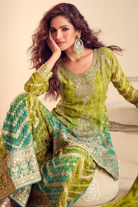 Green Readymade Embroidered Chinon Suit-SAR10494_2_SareeButa.com