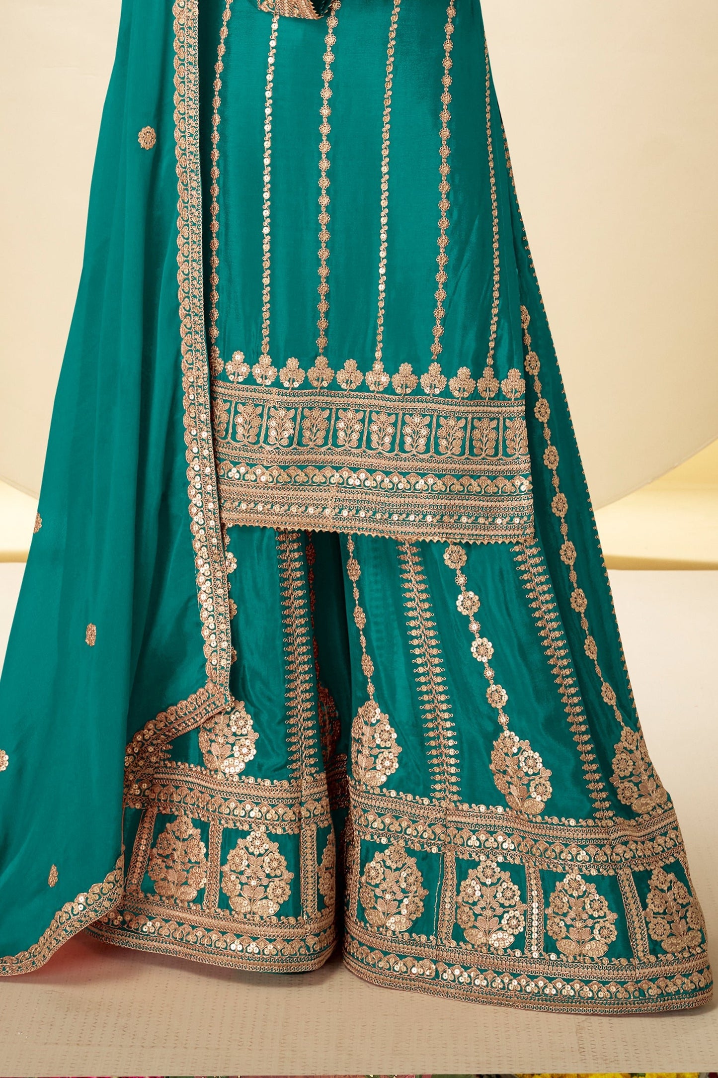 Green Readymade Embroidered Chinon Suit-SAR11626_4_SareeButa.com
