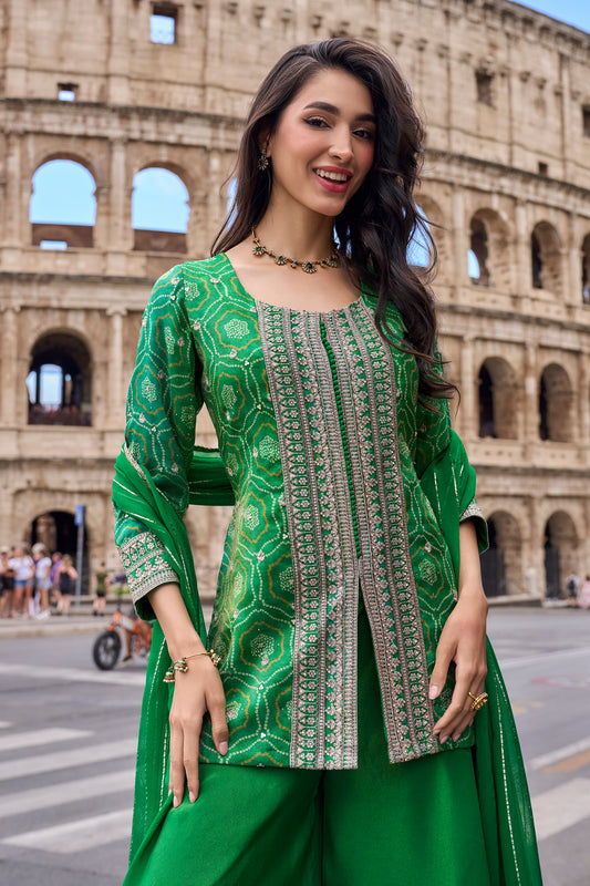 Green Readymade Embroidered Simar Silk Suit-SAR13084_2_SareeButa.com