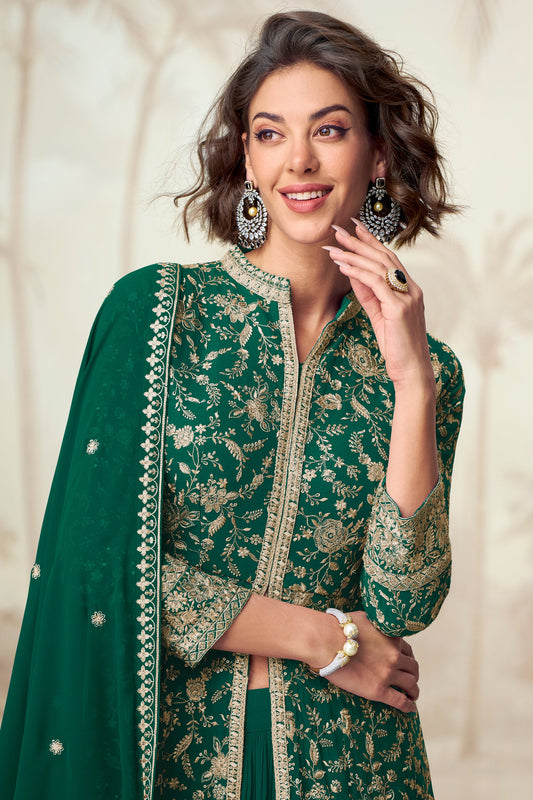 Green Readymade Georgette Skirt Suit-SS607_2_SareeButa.com