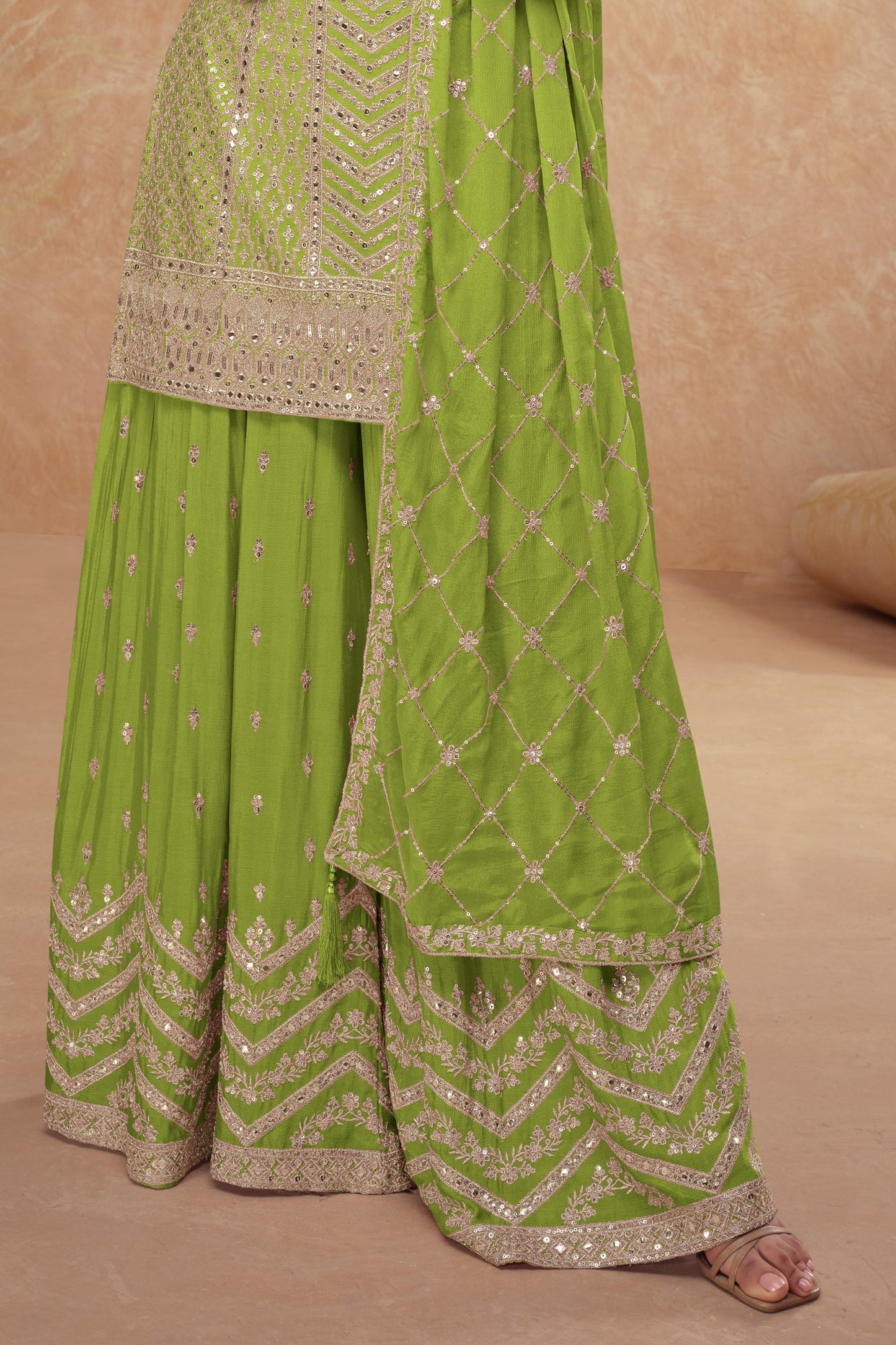 Green Readymade Heavy Work Chinon Silk Suit-SS536_3_SareeButa.com