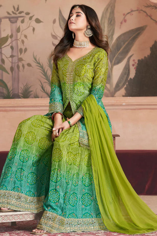 Green Readymade Heavy Work Chinon Suit-SS344_2_SareeButa.com