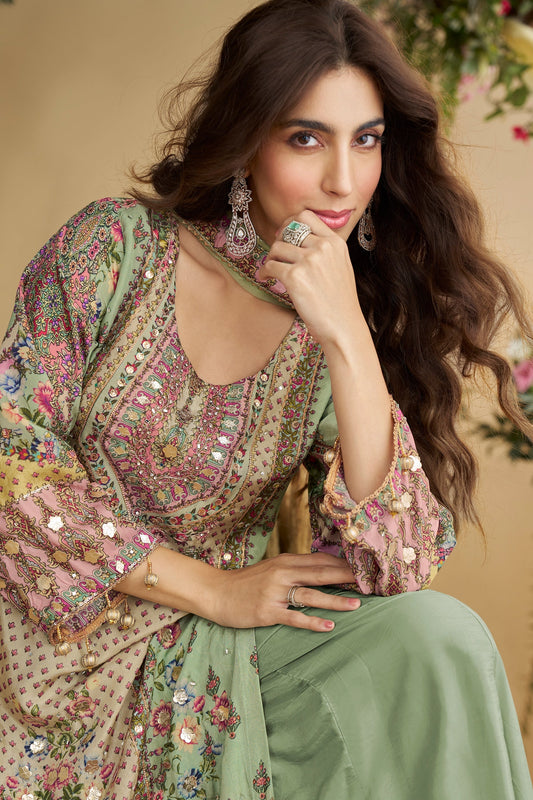 Green Readymade Printed Crepe Palazzo Suit-SAR11068_2_SareeButa.com