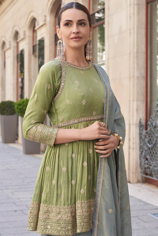 Green Readymade Simar Silk Sharara Suit-SS622_2_SareeButa.com