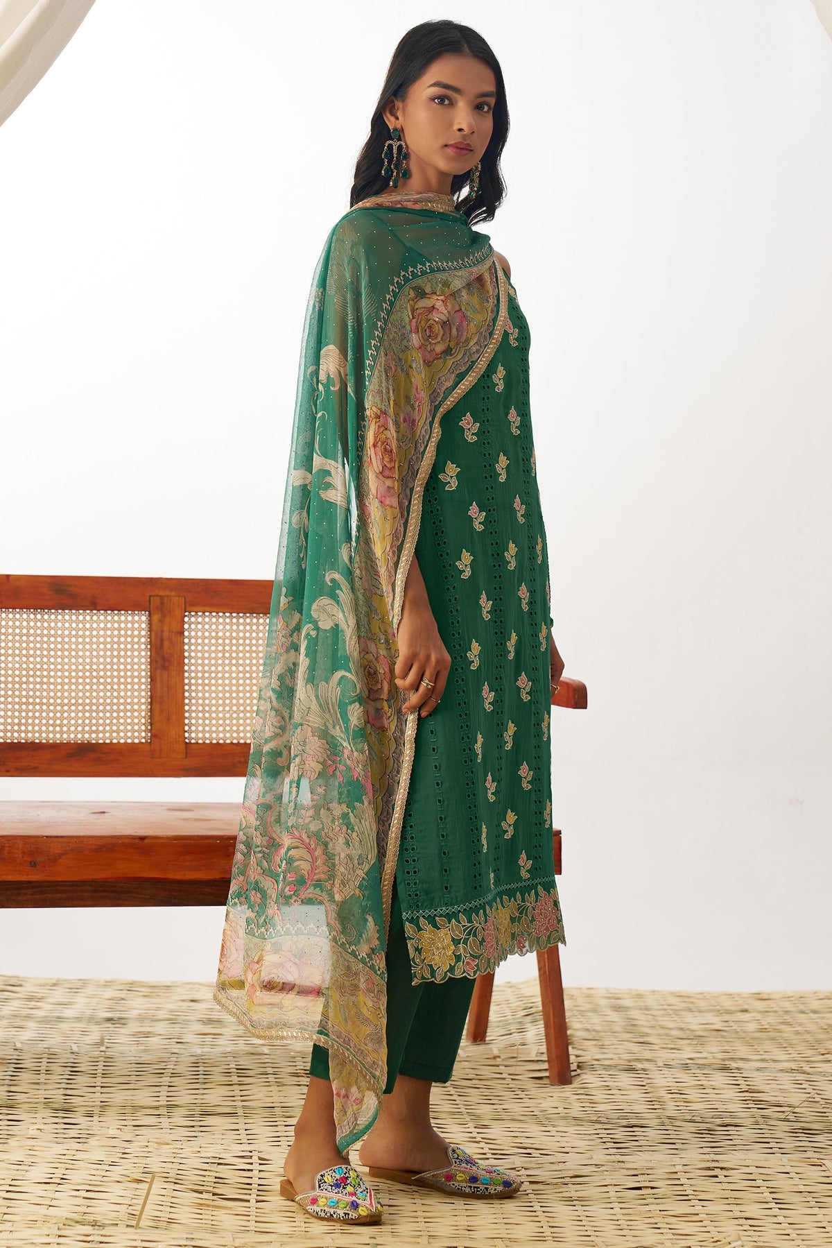 Green Readymade Schiffli Organza Suit-SS443_6_SareeButa.com