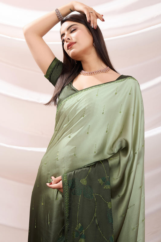 Green Stone Work Satin Crepe Saree-ZB134249_2_SareeButa.com
