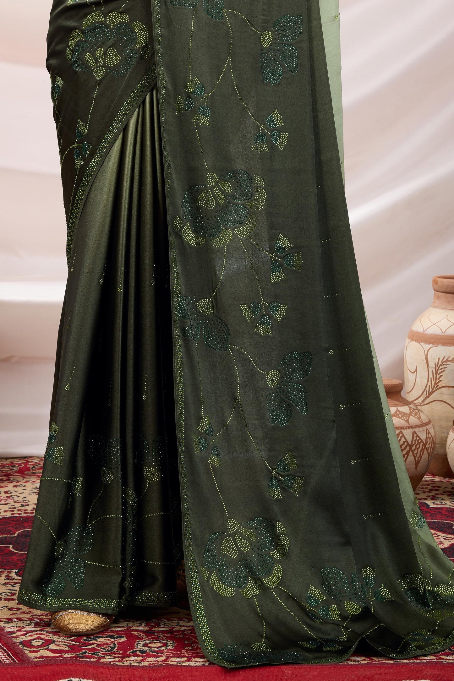 Green Stone Work Satin Crepe Saree-ZB134249_4_SareeButa.com