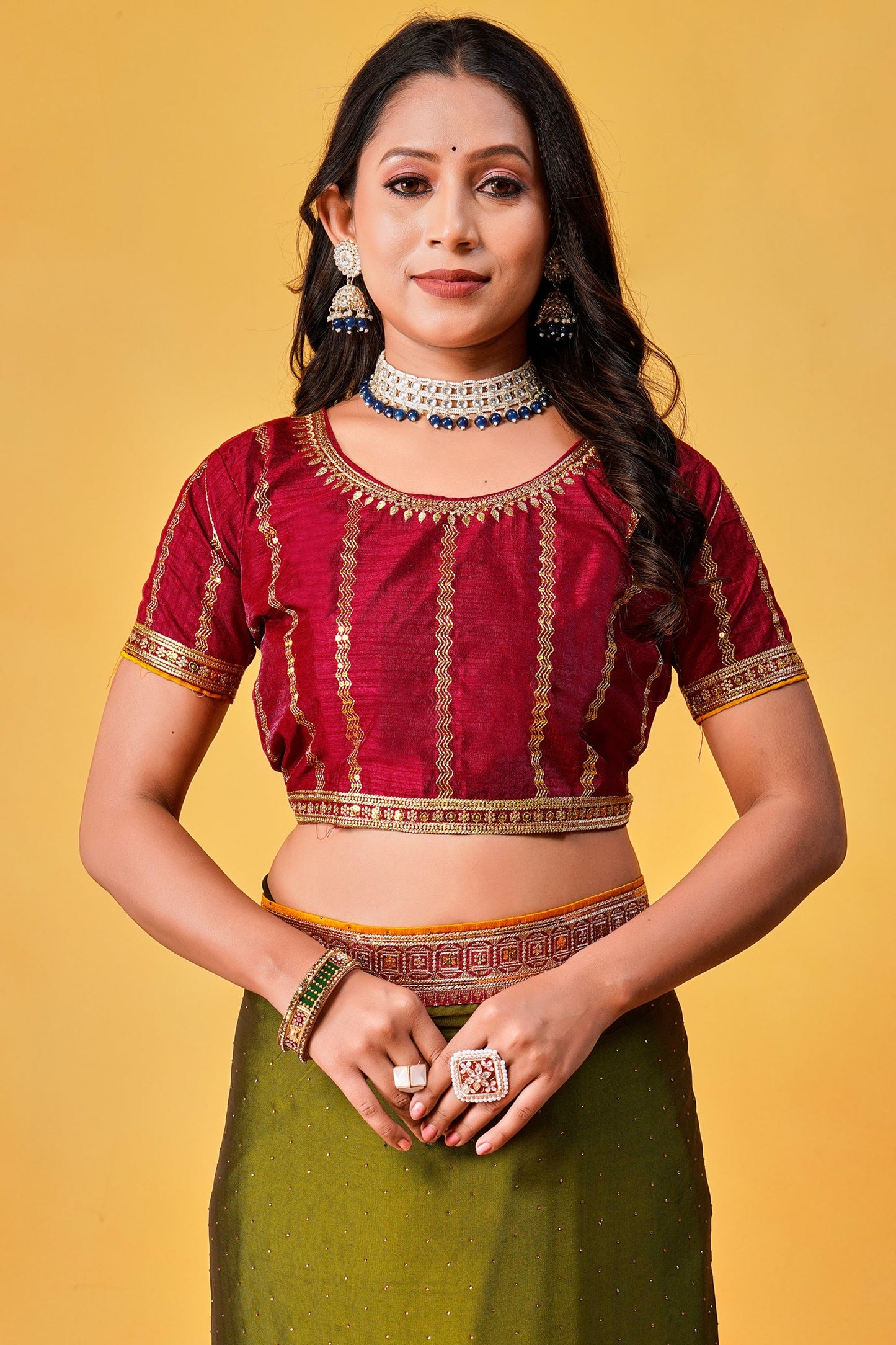 Green Stone Work Silk Saree-ZB134002_4_SareeButa.com