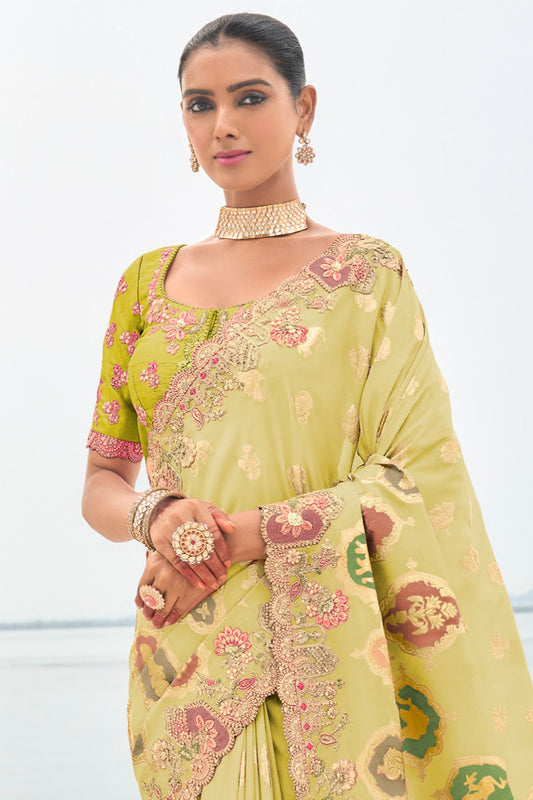 Green Woven Banarasi Saree-ZB134502_2_SareeButa.com