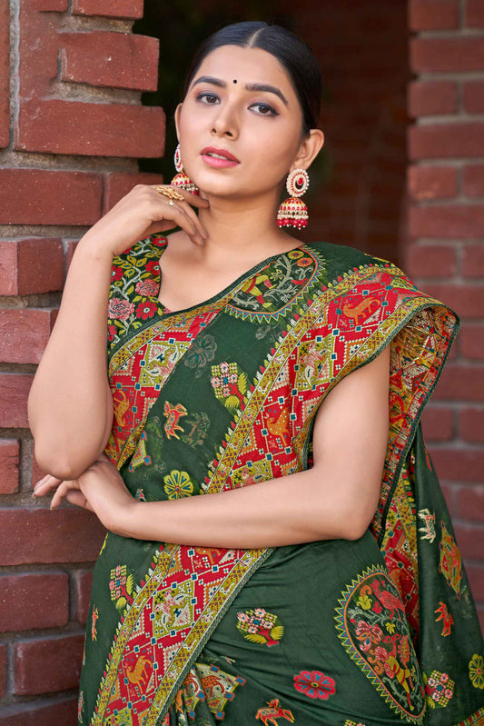 Green Woven Cotton Silk Saree-ZB133806_2_SareeButa.com