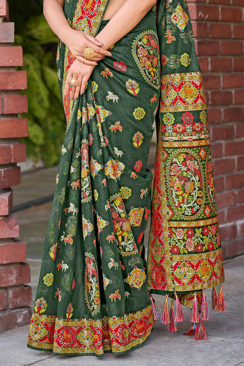 Green Woven Cotton Silk Saree-ZB133806_4_SareeButa.com