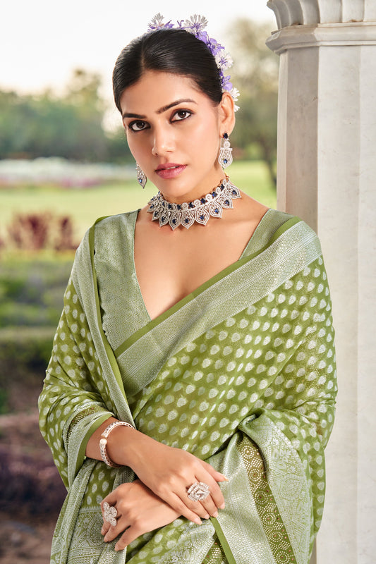 Green Woven Georgette Saree-SAR11279_2_SareeButa.com