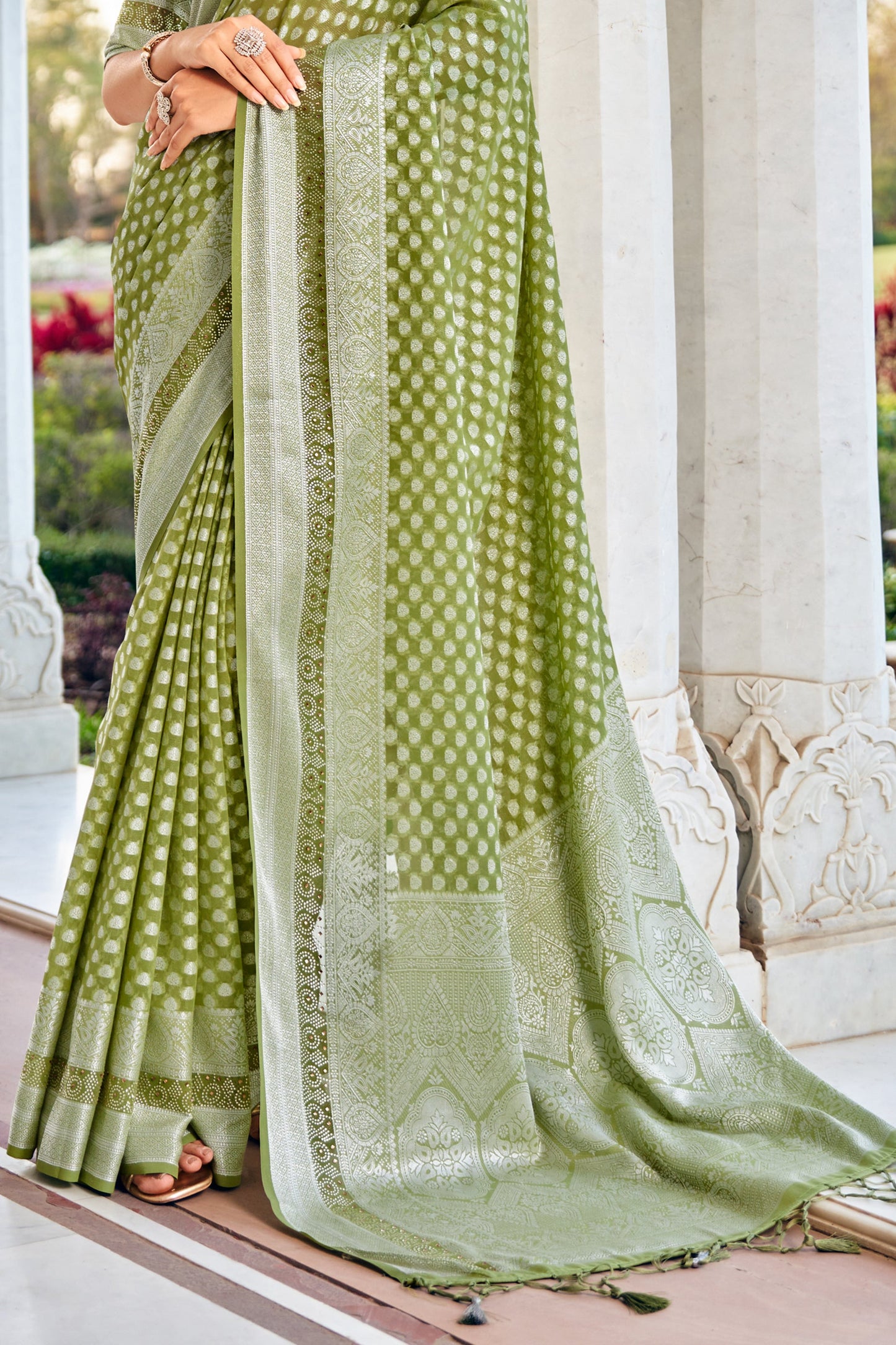 Green Woven Georgette Saree-SAR11279_4_SareeButa.com