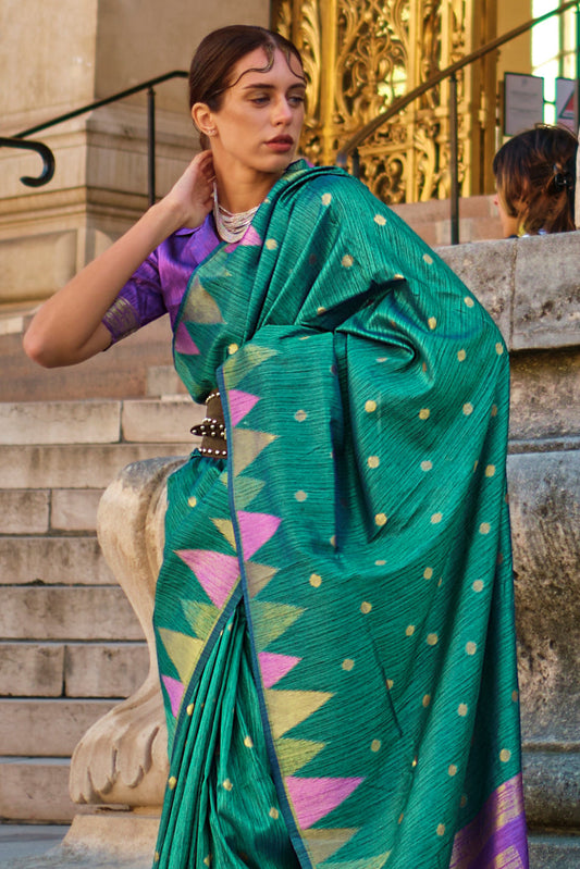 Green Woven Khadi Silk Saree-ZB134115_2_SareeButa.com