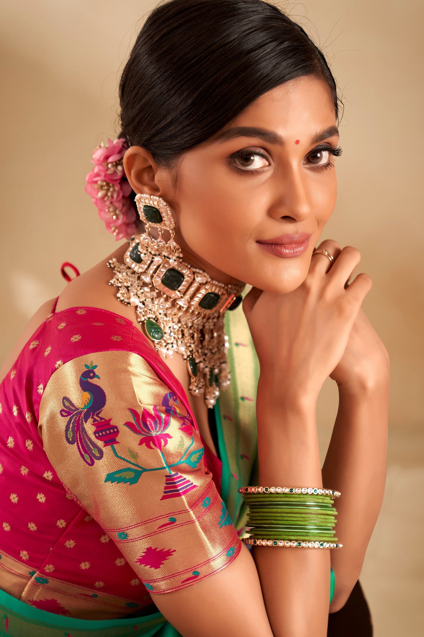 Green Woven Paithani Saree-ZB134715_3_SareeButa.com