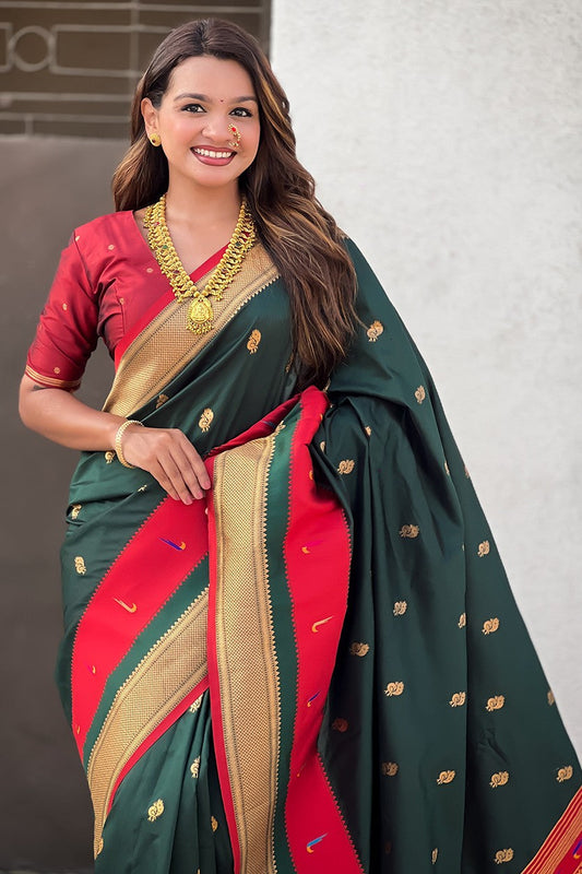 Green Woven Paithani Saree-ZB134841_2_SareeButa.com