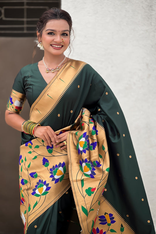 Green Woven Paithani Saree-ZB134855_2_SareeButa.com