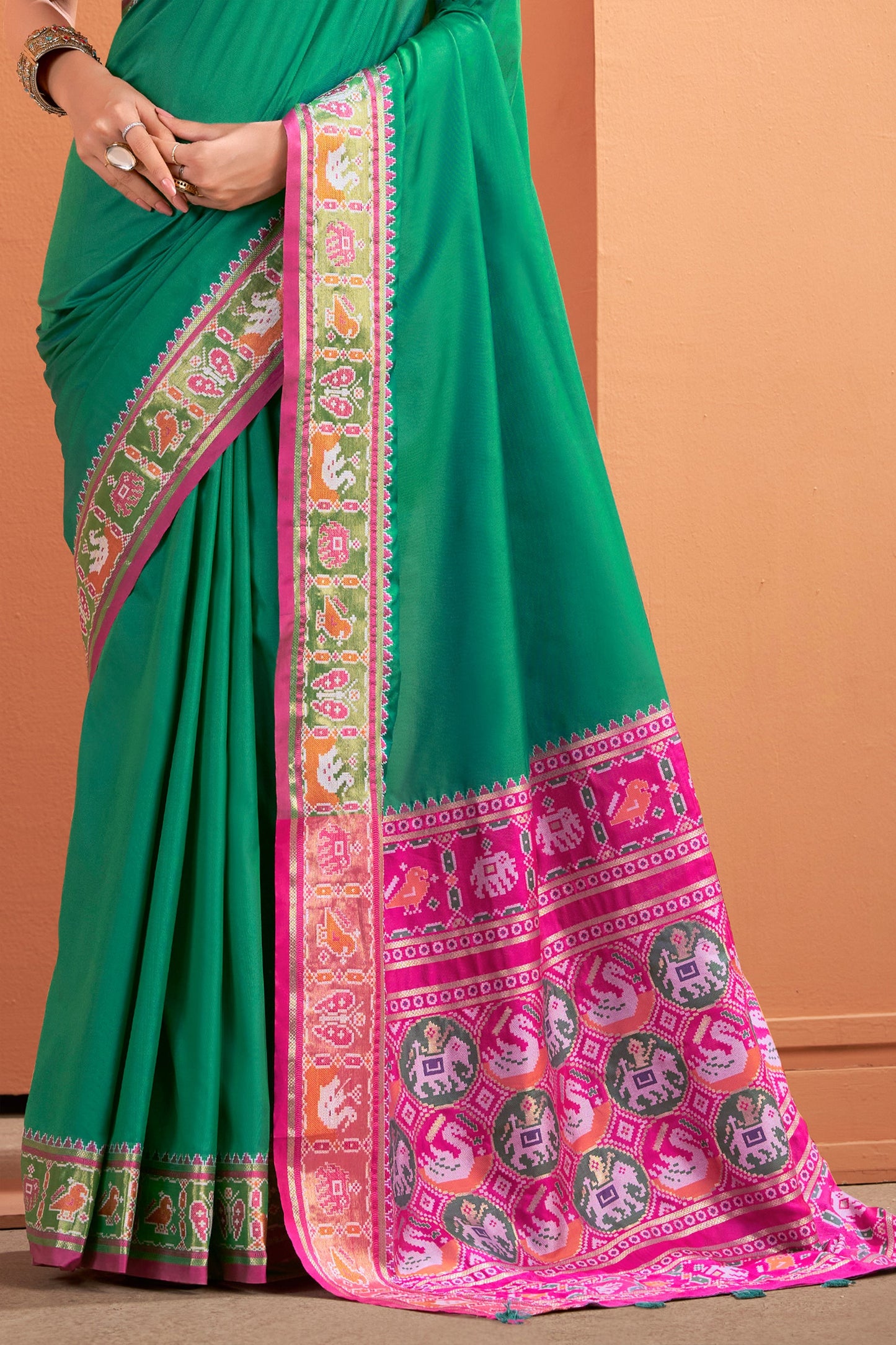 Green Woven Patola Silk Saree-SAR10033_5_SareeButa.com
