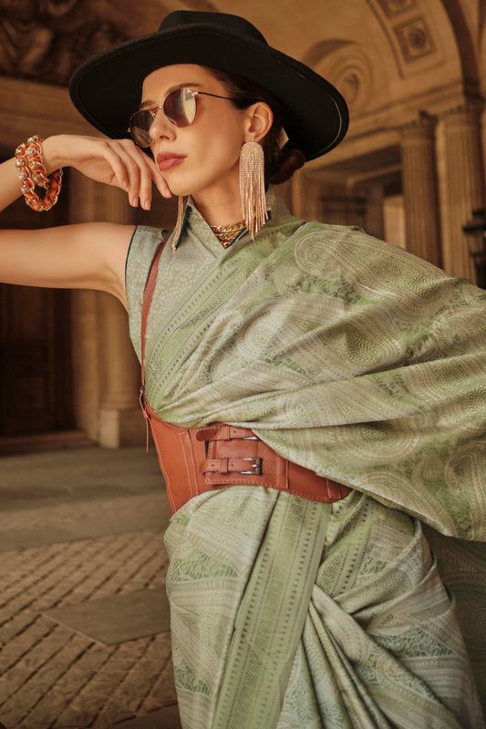 Green Woven Satin Saree-ZB134274_2_SareeButa.com