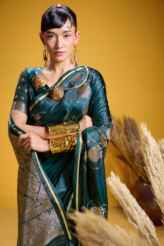 Green Woven Satin Silk Saree-SAR12373_2_SareeButa.com
