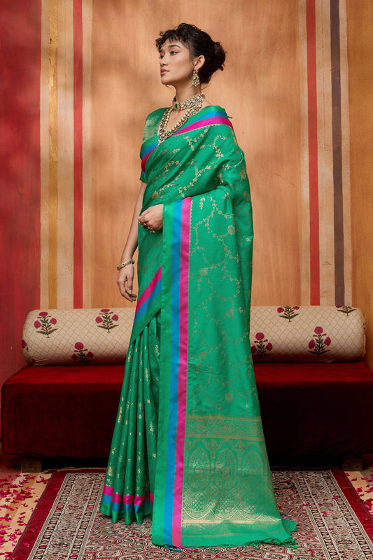 Green Woven Silk Saree-SAR11232_2_SareeButa.com