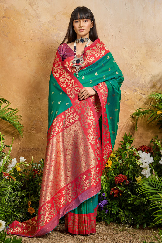Green Woven Silk Saree-SAR12322_2_SareeButa.com