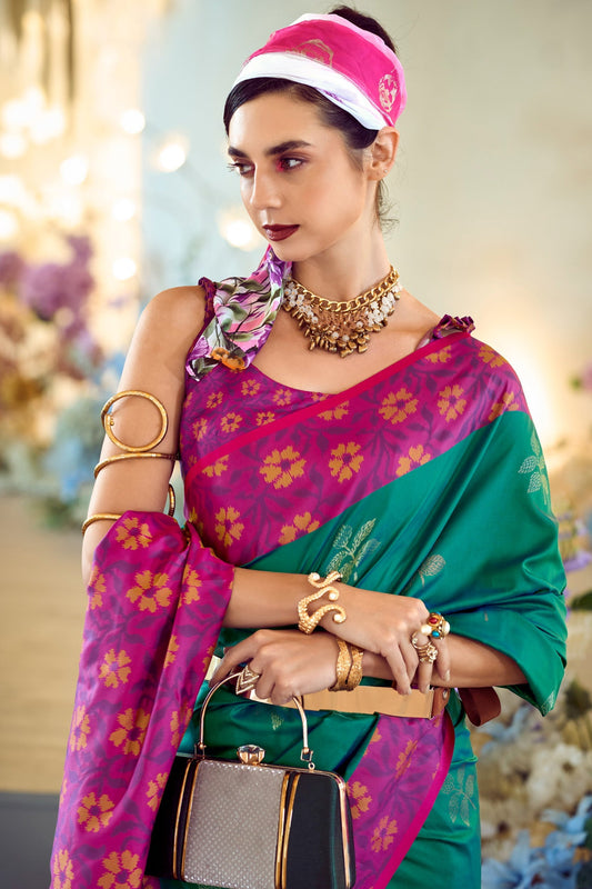 Green Woven Silk Saree-ZB133407_2_SareeButa.com