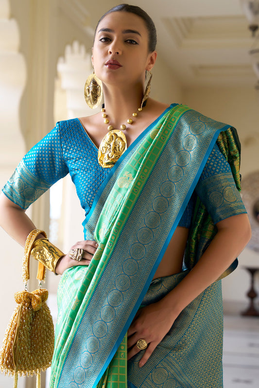 Green Woven Silk Saree-ZB133511_2_SareeButa.com