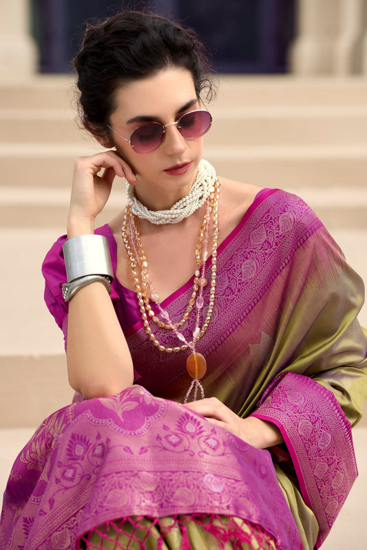 Green Woven Silk Saree-ZB133773_2_SareeButa.com