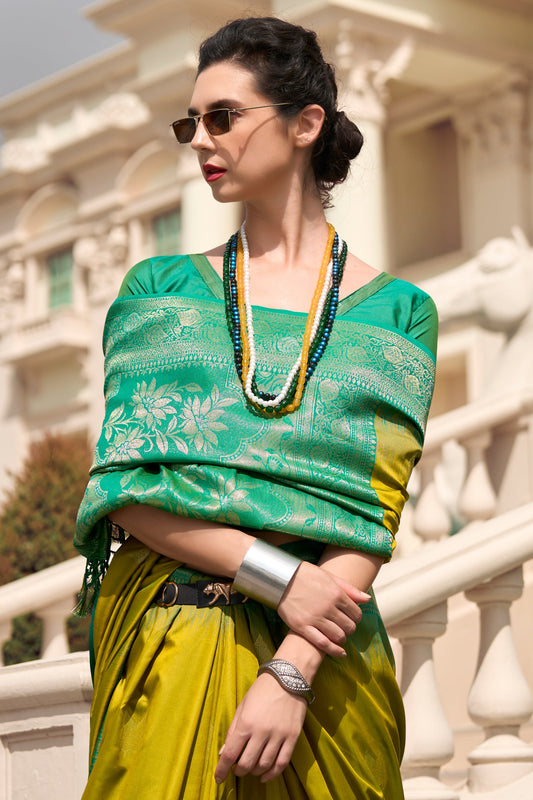 Green Woven Silk Saree-ZB133778_2_SareeButa.com