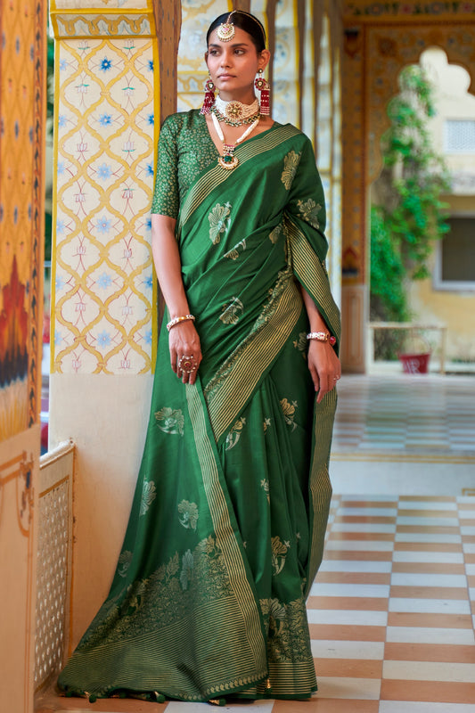 Green Woven Silk Saree-ZB133824_2_SareeButa.com