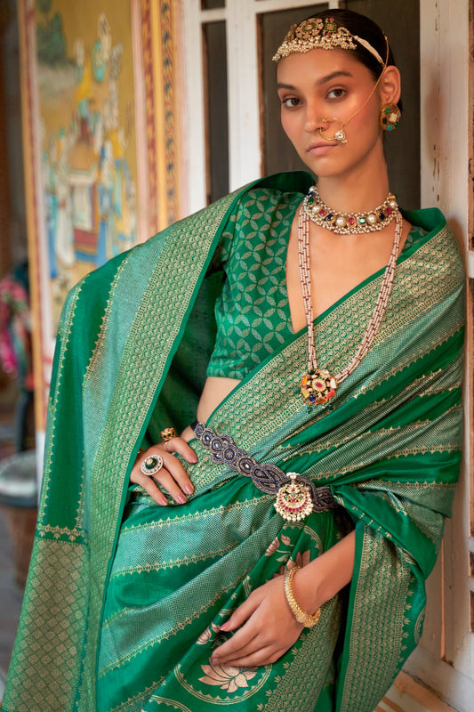 Green Woven Silk Saree-ZB133826_2_SareeButa.com