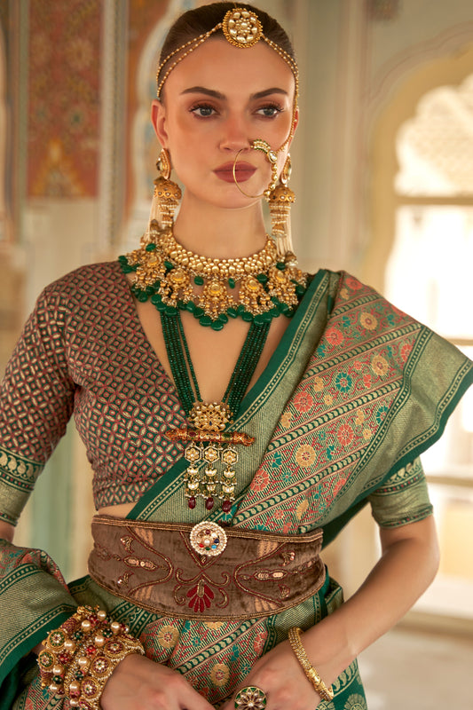 Green Woven Silk Saree-ZB133835_2_SareeButa.com