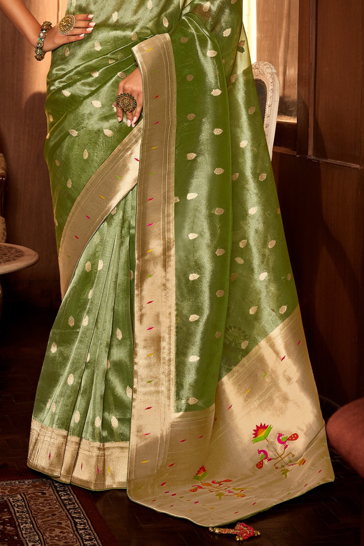 Green Woven Tissue Paithani Saree-ZB134647_4_SareeButa.com