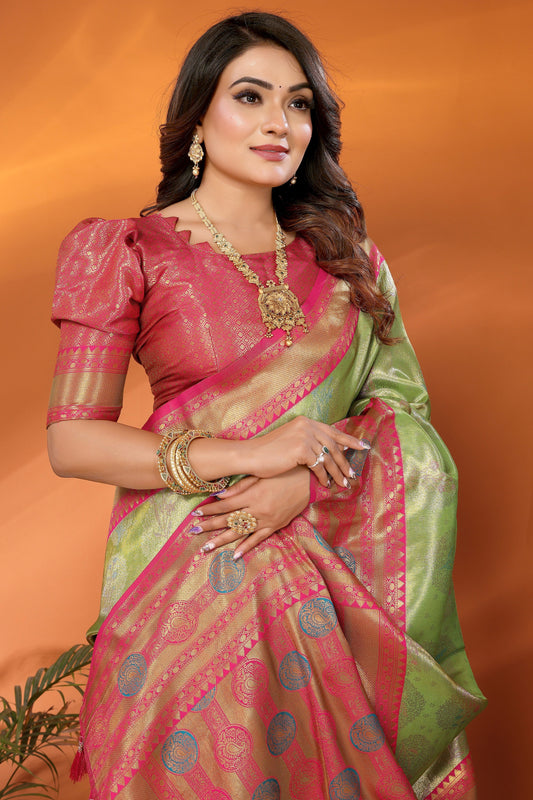 Green Woven Tissue Silk Paithani Saree-ZB134821_2_SareeButa.com