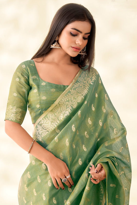 Green Woven Tissue Silk Saree-SAR10001_2_SareeButa.com