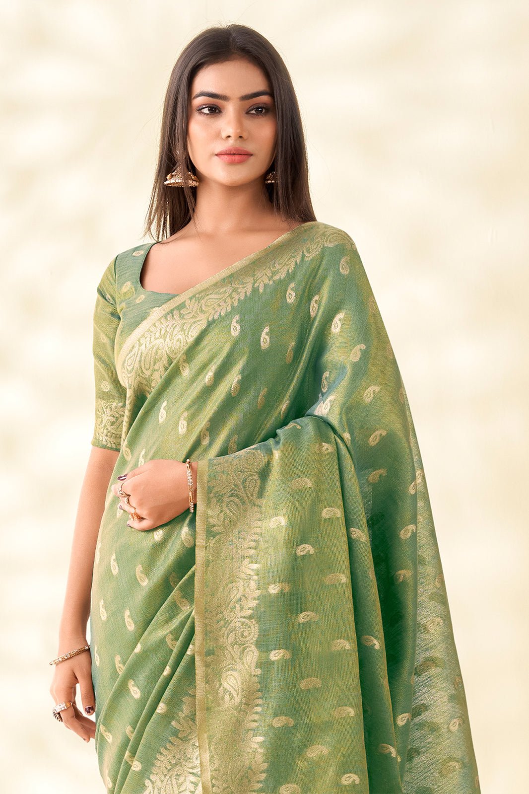 Green Woven Tissue Silk Saree-SAR10001_5_SareeButa.com