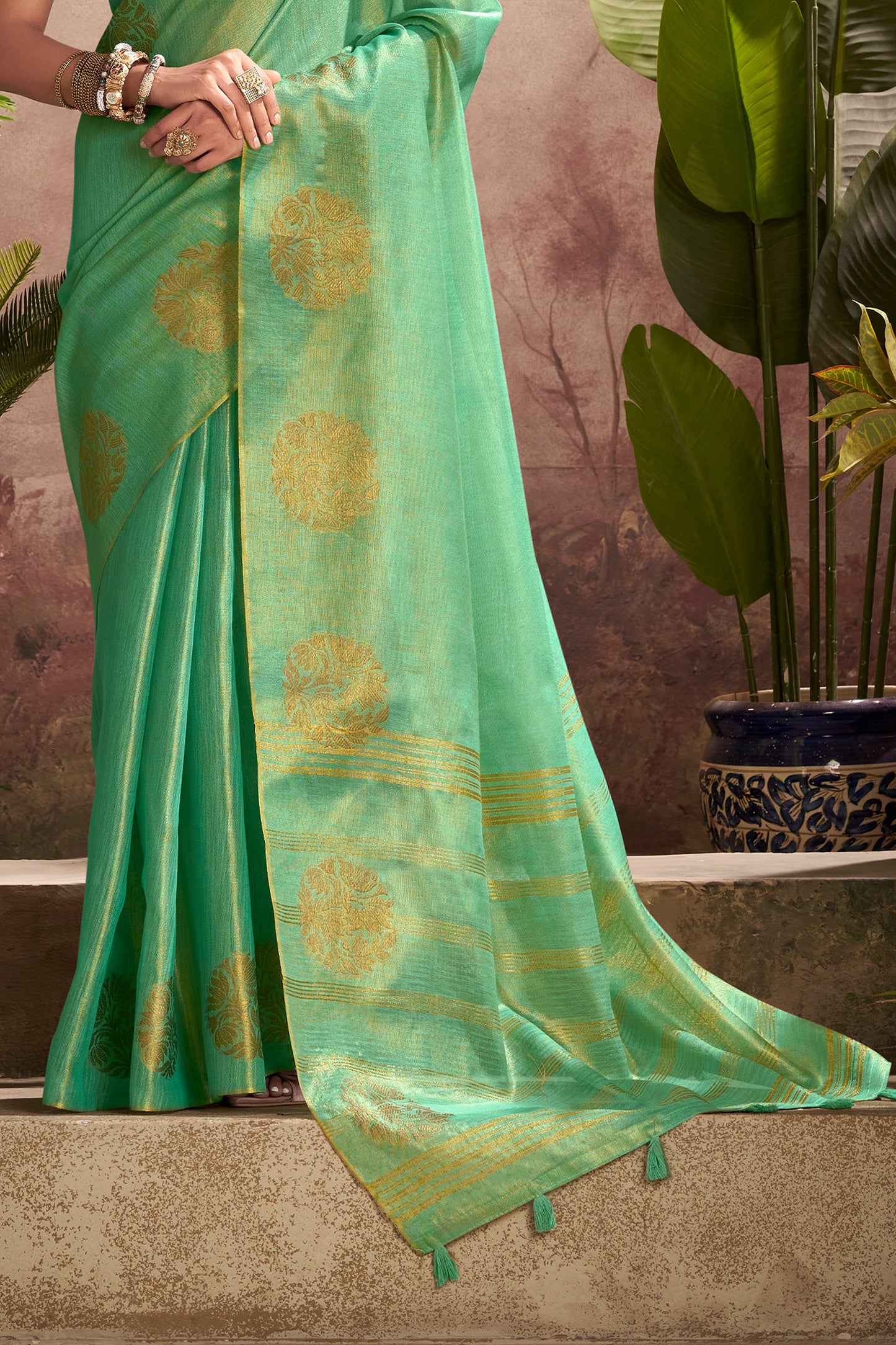 Green Woven Tissue Silk Saree-SAR10018_5_SareeButa.com