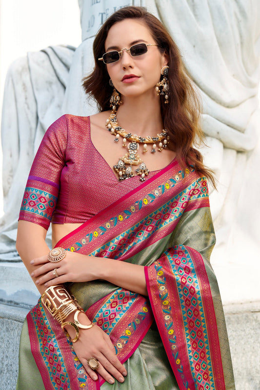 Green Woven Tissue Silk Saree-ZB134189_2_SareeButa.com