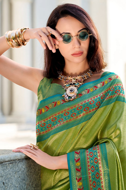 Green Woven Tissue Silk Saree-ZB134190_2_SareeButa.com