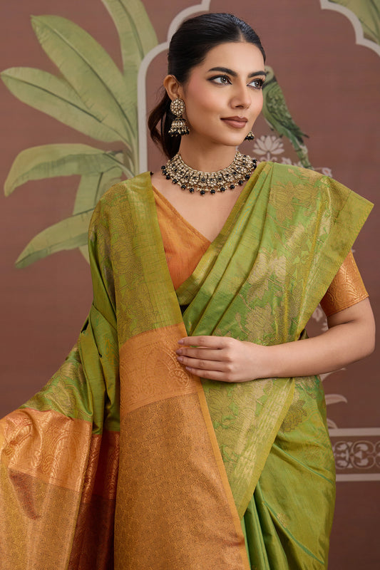 Green Woven Tussar Silk Saree-SAR12309_2_SareeButa.com